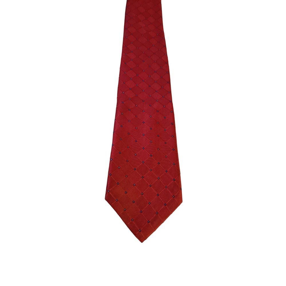Nautica Luxury Necktie Tie Silk Red Blue Geometric Pattern Designer Business